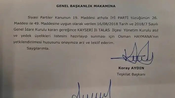 İYİ Parti'de o koltuğa Avukat Haymana oturdu!