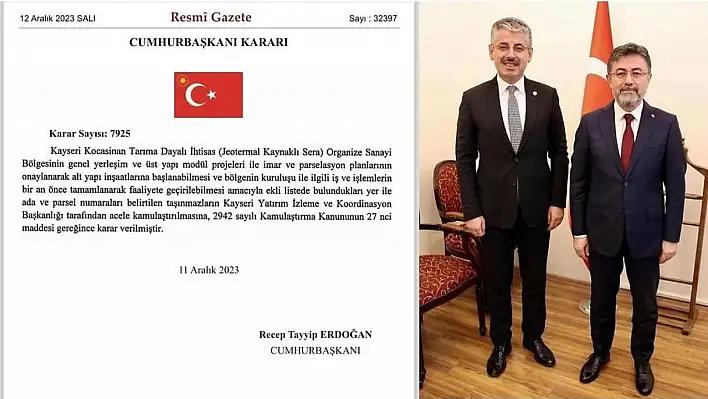 Jeotermal Kaynaklı Sera Organize Sanayi Bölgesi için büyük adım