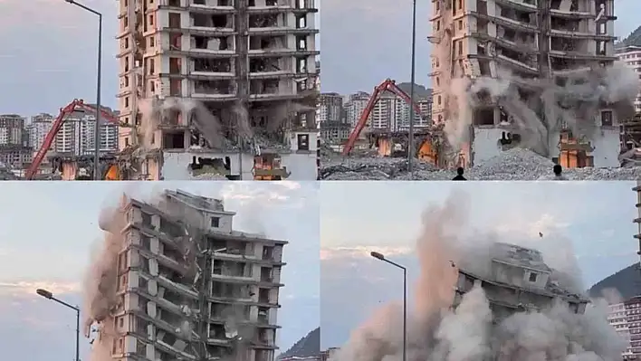Kahramanmaraş'ta binanın çökme anı kameraya yansıdı