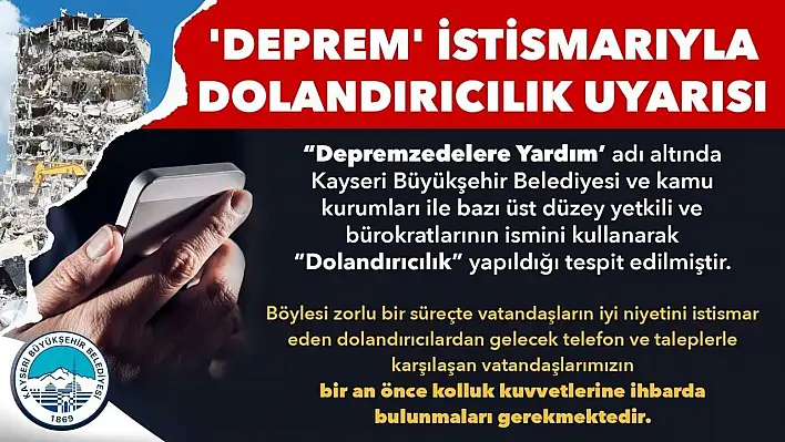 'Deprem İstismarıyla Dolandırıcılık' Uyarısı