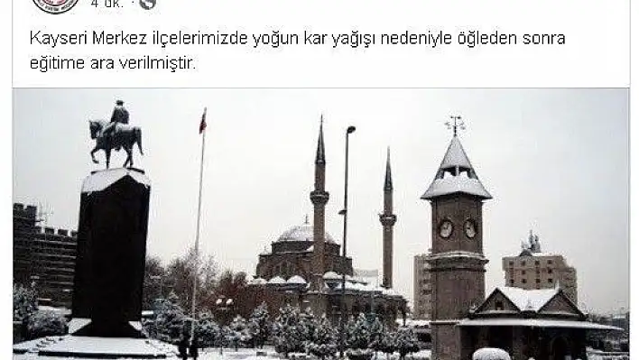 Son Dakika..Kayseri'de okullar öğleden sonra tatil edildi!