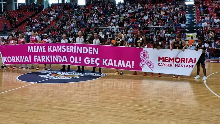 Melikgazi Basketbol parkeye pembe kurdeleyle çıktı