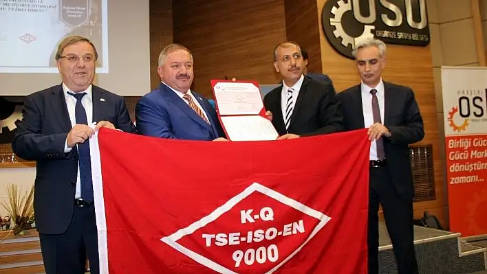 Kayseri OSB sistem belgelerini almaya hak kazandı