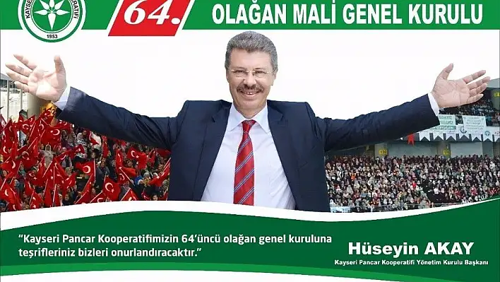 Kayseri Pancar Kooperatifi'nin 64, Genel Kurulu Yarın Yapılacak