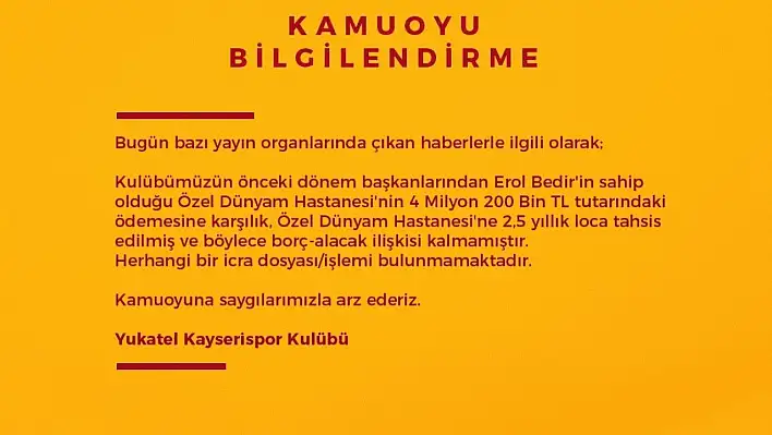 Kayserispor, eski başkana loca sattı