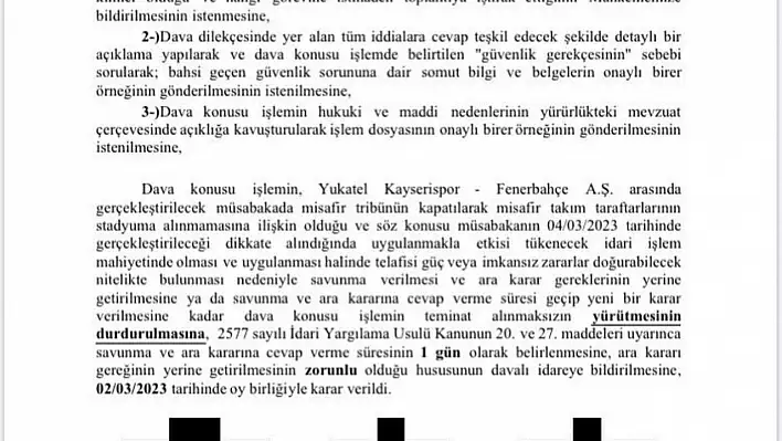 Kayserispor - Fenerbahçe maçına misafir takım taraftarı girebilecek