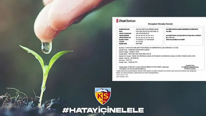 Kayserispor, Hatay için 1966 fidan ödemesini yaptı