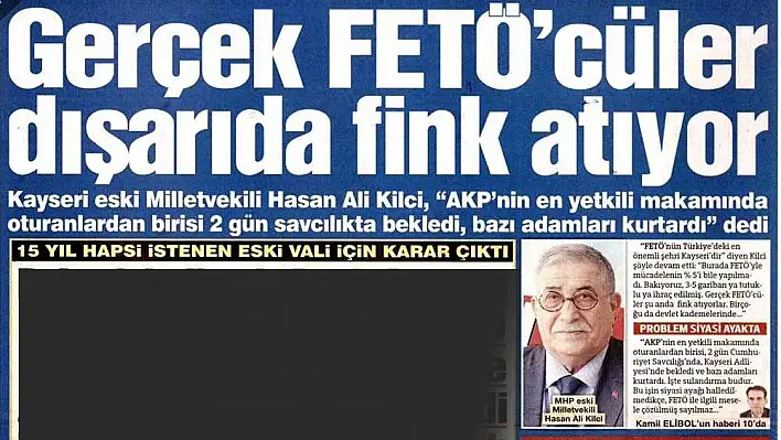 Sözcü'ye manşet oldu: Gerçek Fetullahçılar fink atıyor