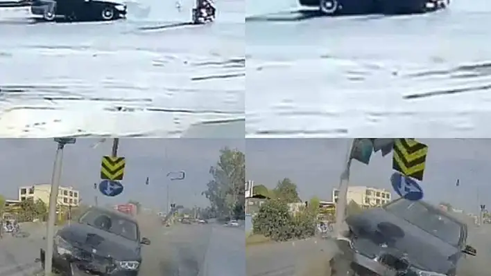 Kırmızı ışıkta geçen otomobil motosiklet sürücüsünü ağır yaraladı