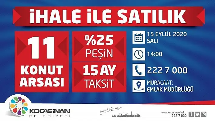 Kocasinan Belediyesi'nden 15 taksitli yatırım çağrısı