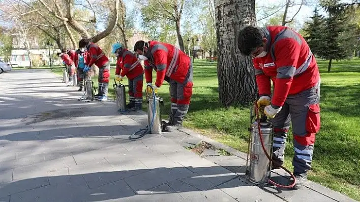 Belediye parkları ilaçladı