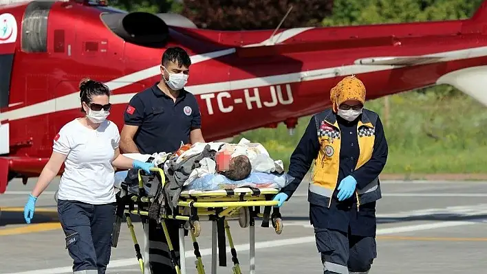 Madende dinamit patlayınca yaralandı, hava ambulansı hayatını kurtardı