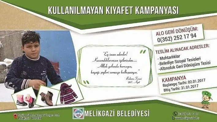 Melikgazi'de kullanılmayan kıyafet toplama kampanyası