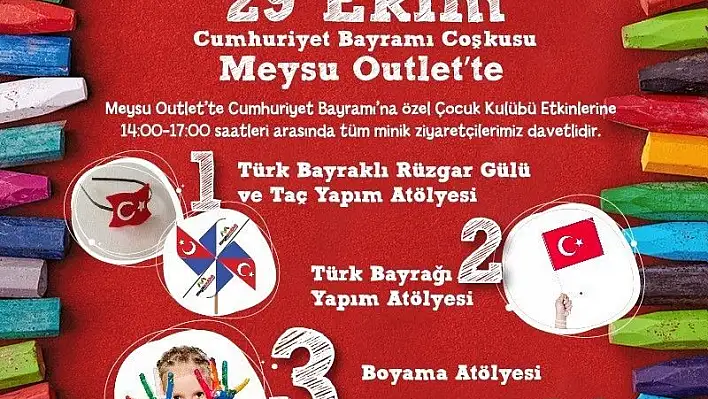 Meysu Outlet AVM Cumhuriyet Bayramı'nı atölye etkinliğiyle kutlayacak