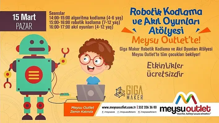 Meysu Outlet'te robotik kodlama ve akıl oyunları atölyesi
