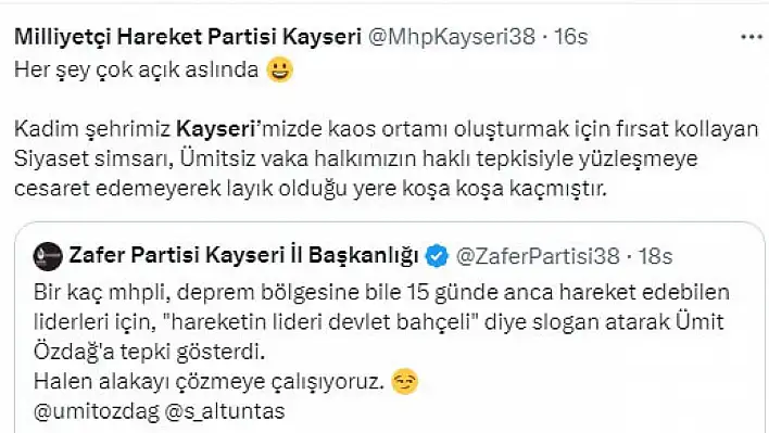 MHP ile Zafer Partisi arasında sosyal medya düellosu!