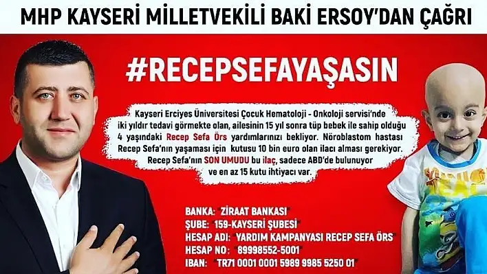 MHP Kayseri Milletvekili Ersoy'dan anlamlı bağış!