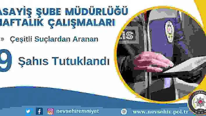 Nevşehir'de 9 şahıs tutuklandı