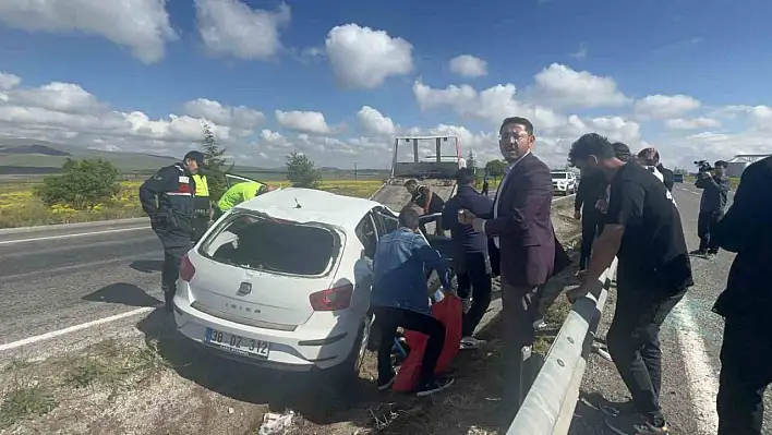 Nevşehir'de takla atan otomobil refüje devrildi