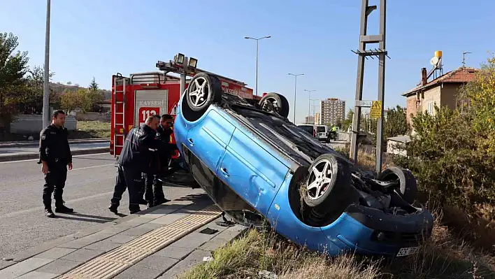 Kayseri'de araç takla attı: 2'si çocuk 3 yaralı