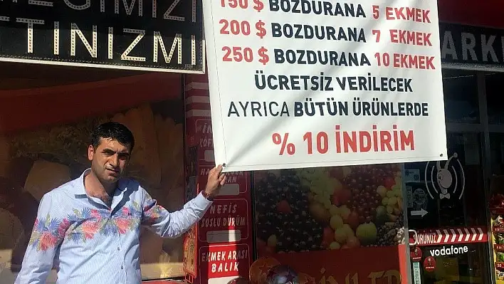 Dolar bozdurana ücretsiz ekmek veriyor