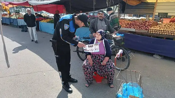 Polisten pazar esnafına ve vatandaşlara 'dolandırıcılık ve hırsızlık' uyarısı