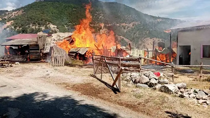 Korkutan yangın: 2 samanlık ve 2 ahır yandı