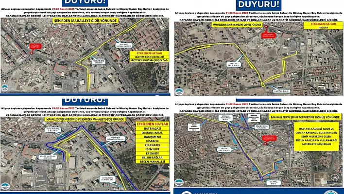 Sürücüler dikkat! Kayseri'de bu yollar trafiğe kapatıldı