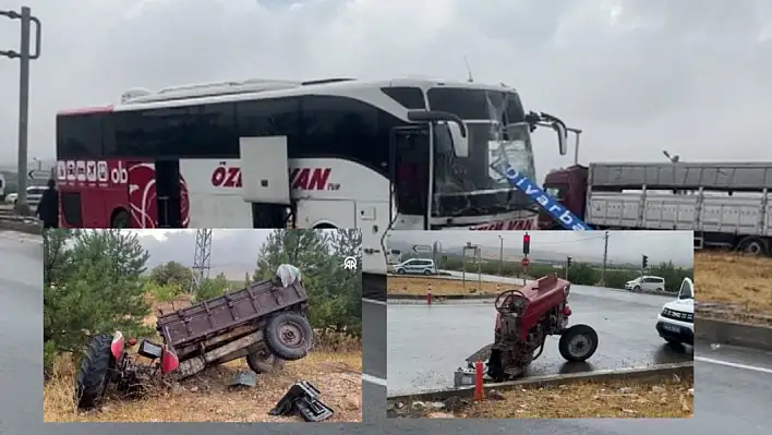 Traktör ile yolcu otobüsü çarpıştı! Kazada traktör ikiye ayrıldı