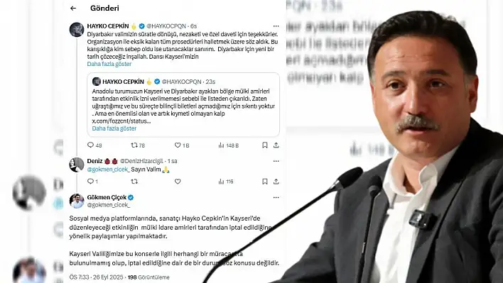Vali Çiçek'ten ünlü sanatçıya cevap: Müracaatta bulunulmadı
