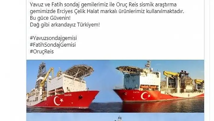 Yavuz, Fatih ve Oruç Reis gemilerinde Erciyes Çelik Halatları Kullanılıyor
