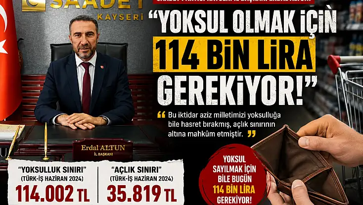 Yoksul olmak için 114 bin lira gerekiyor