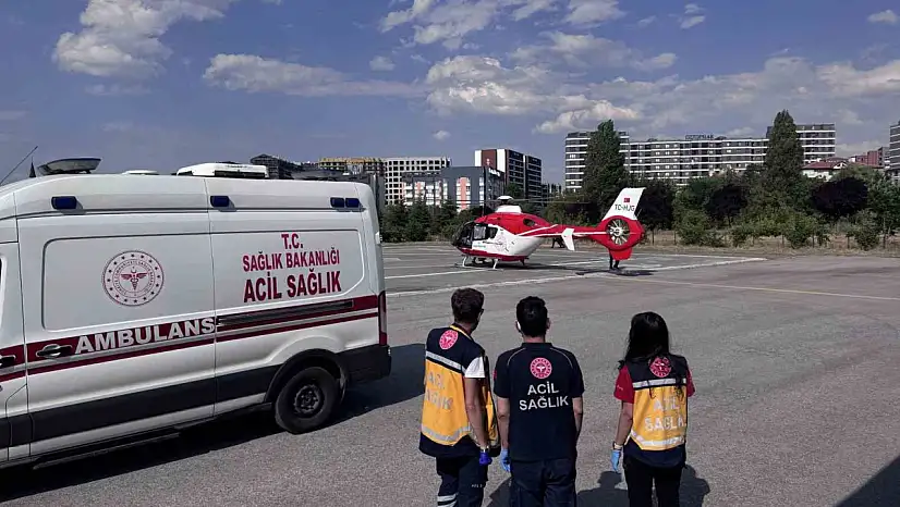 Ambulans helikopter ile Pınarbaşı'ndan ERÜ'ye getirildi