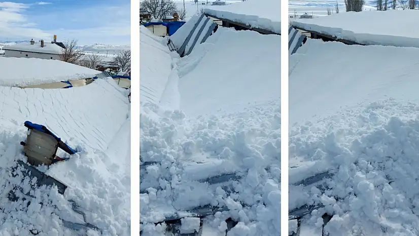 Besi ahırının çatısı çöktü