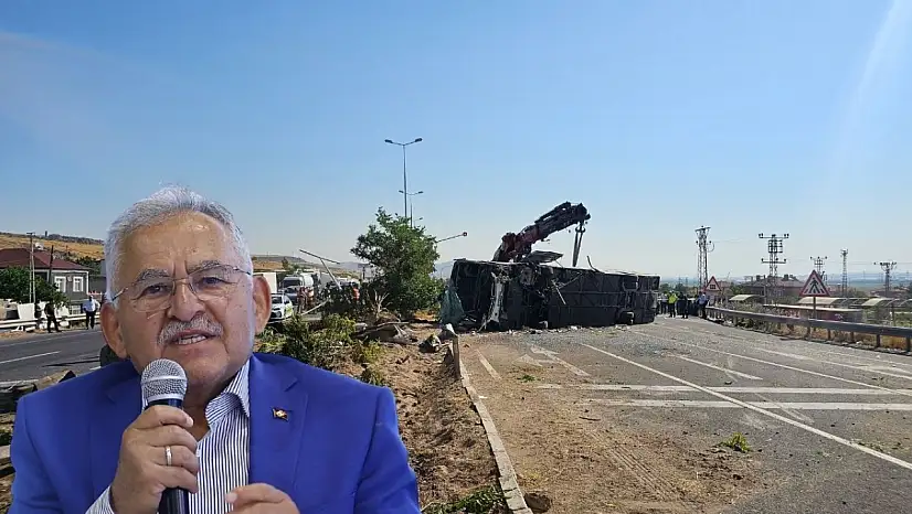 Kayseri'de yolcu otobüsü devrildi! Başkan Büyükkılıç'tan ilk açıklama