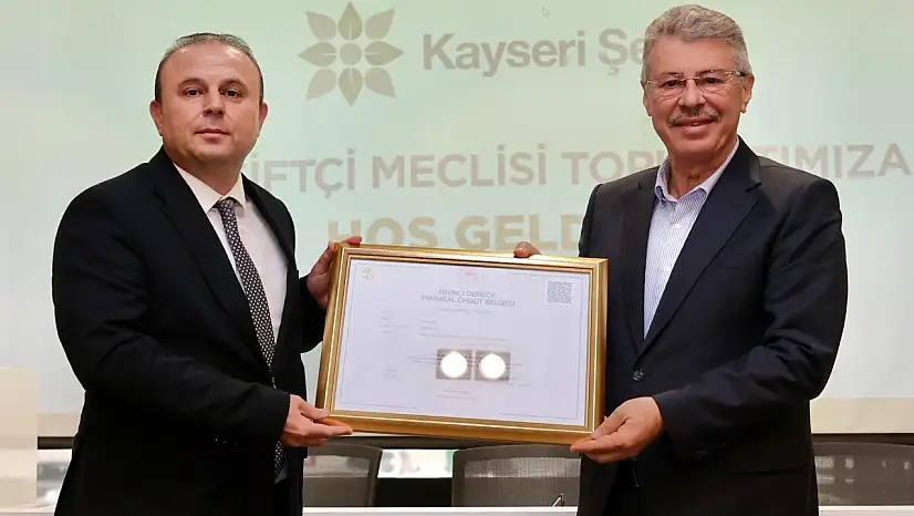 Kayseri Pancar Ekicileri Kooperatifi'ne altın değerinde belge