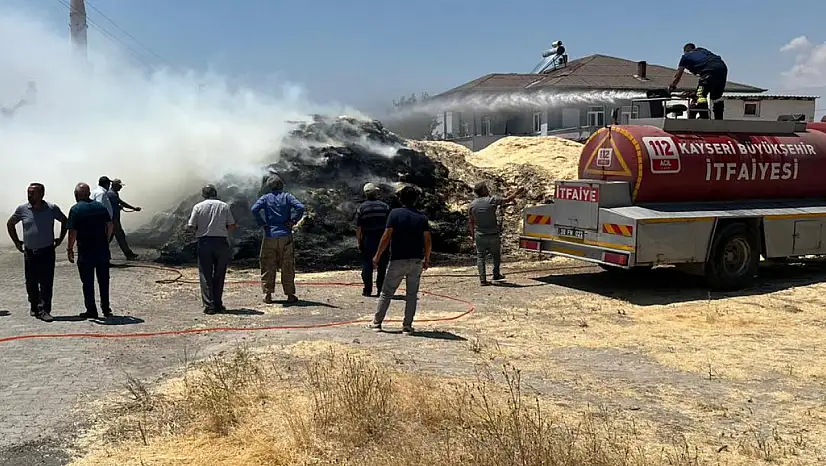 O ilçede bir yangın daha! Saman balyaları kül oldu