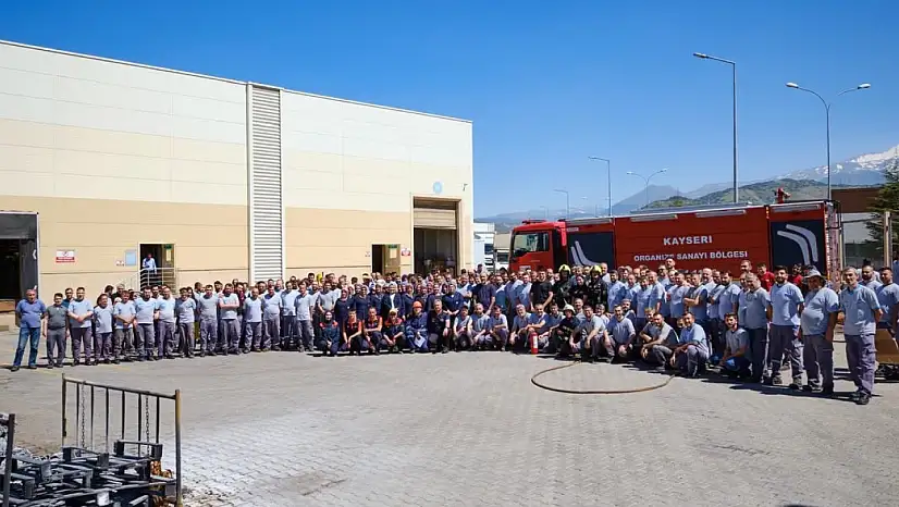 OSB'de çalışanlara uygulamalı yangın eğitimi