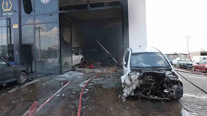 Nevşehir'de oto tamir dükkanı alev alev yandı