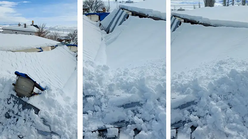 Besi ahırının çatısı çöktü