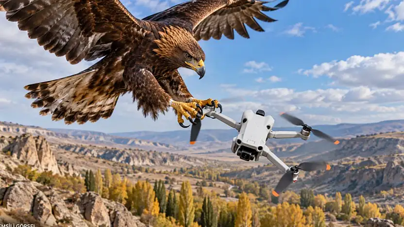 Kayseri'de Drone'a kartal saldırısı