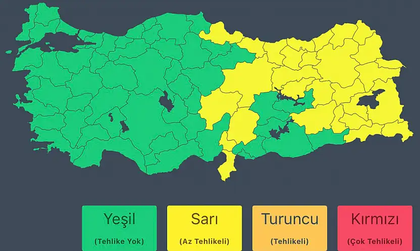 İçişleri Bakanlığı yarın için uyardı: Kayseri sarı bölgede