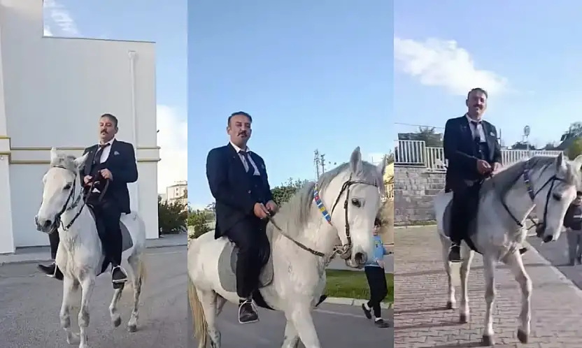 Kayseri'nin beyaz atlı muhtarı! Görenler şaşırdı