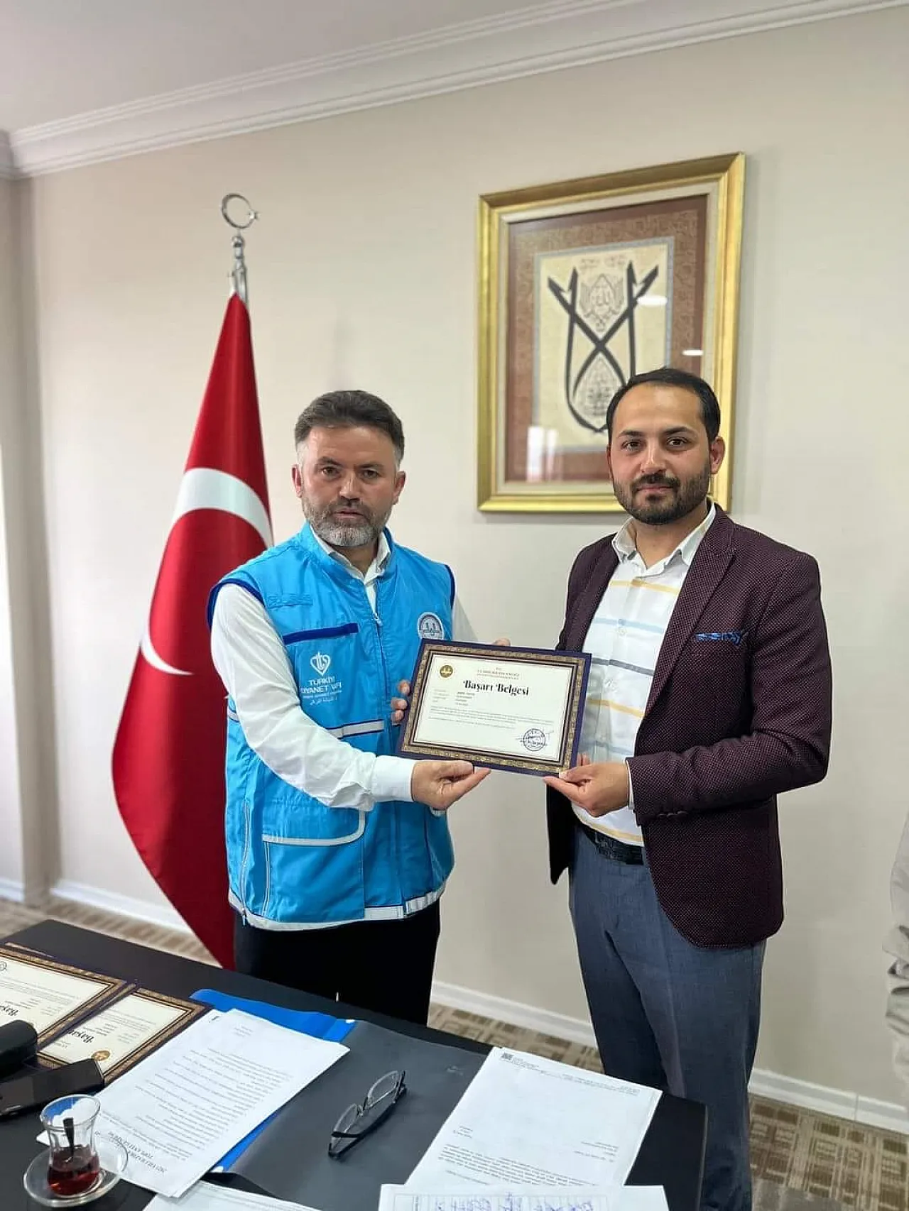 Başarı belgesi verildi...