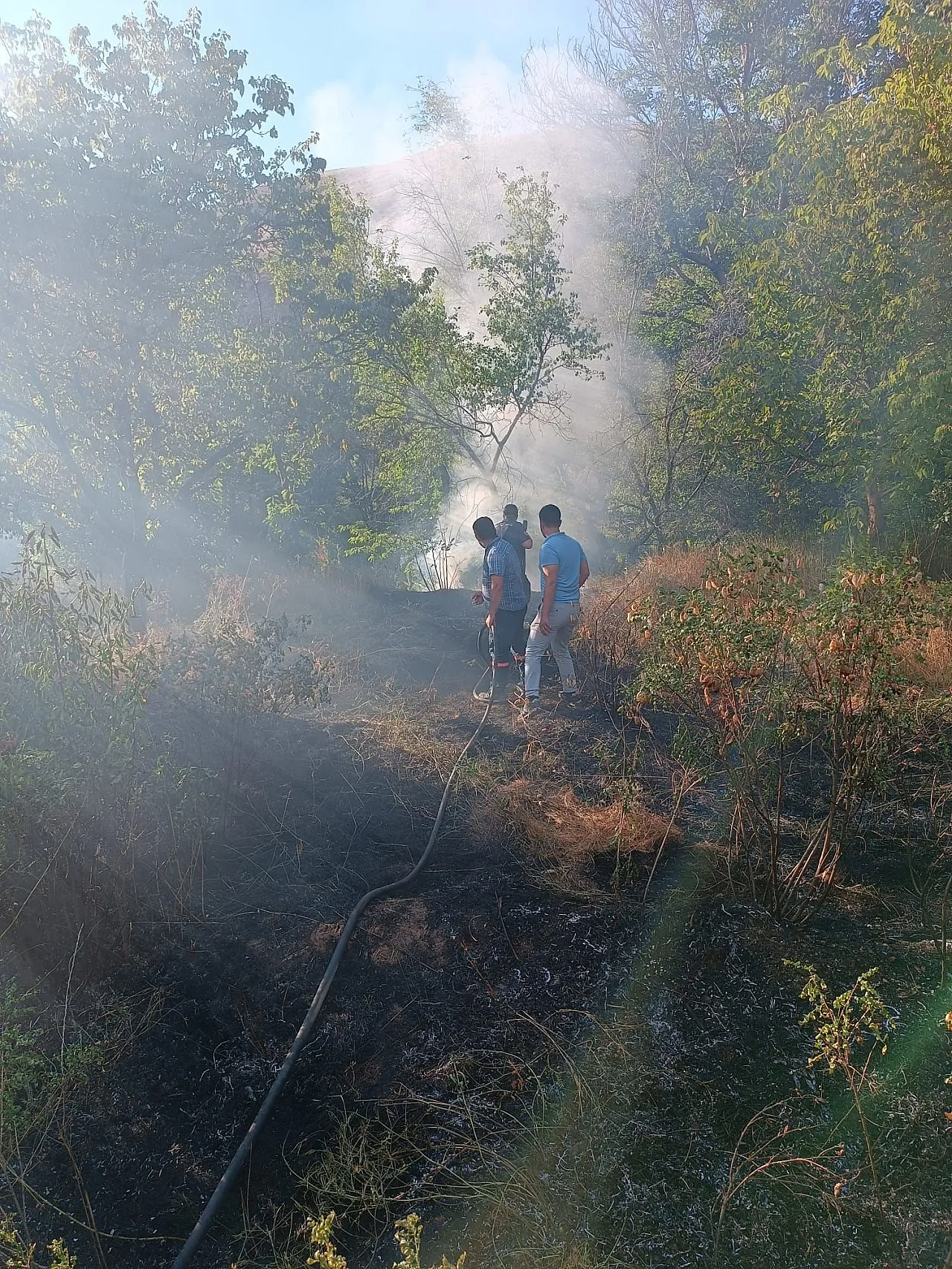 bahçede çıkan yangın söndürüldü!