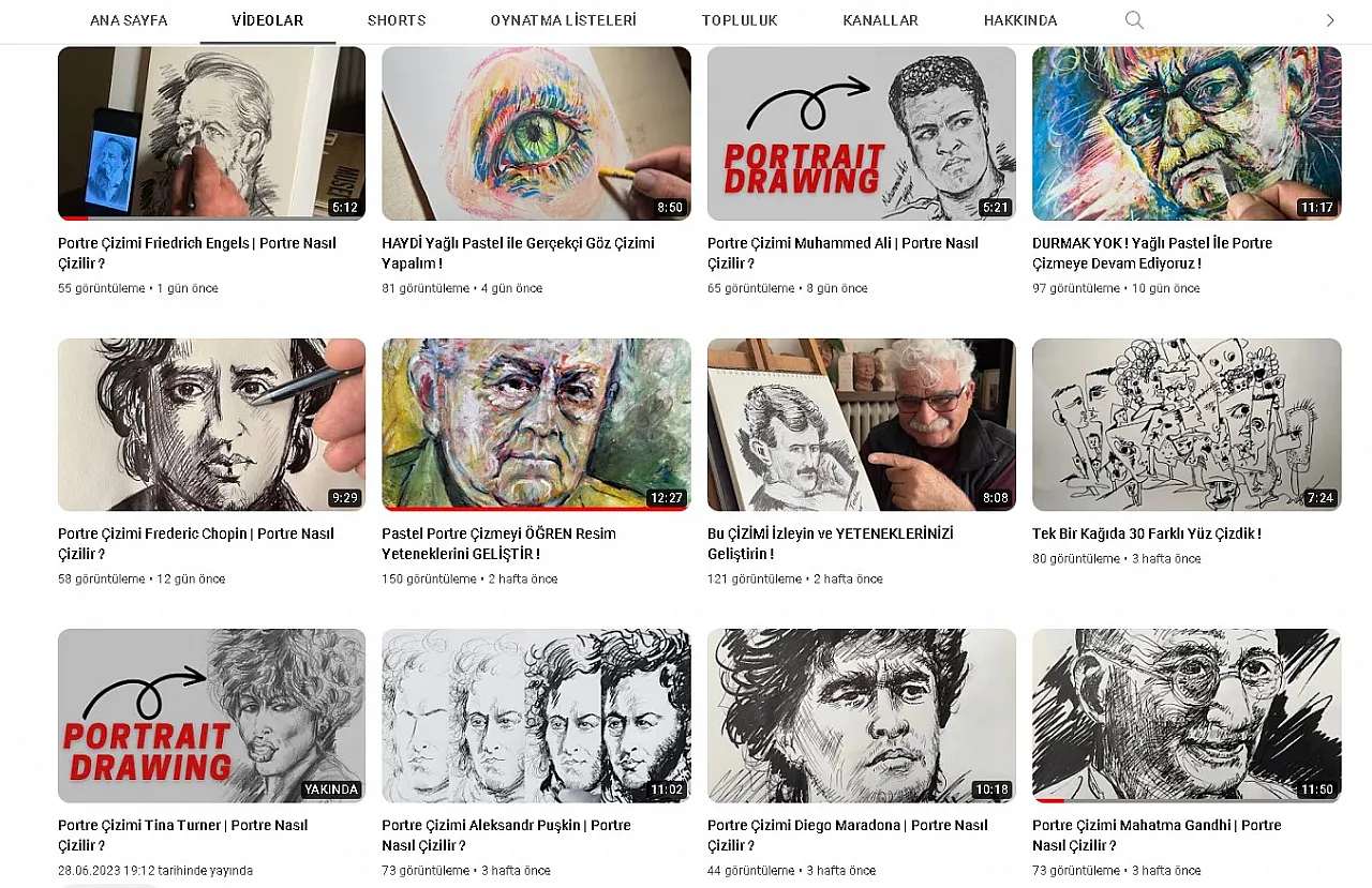 'Sanat Dede' iş başında! 2 dakikada yüz nasıl çizilir!