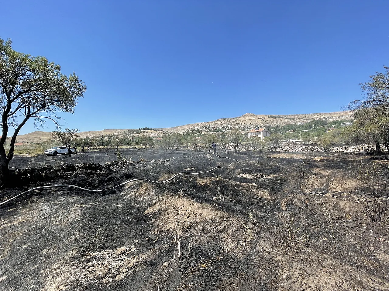 Arazide ot yangını...