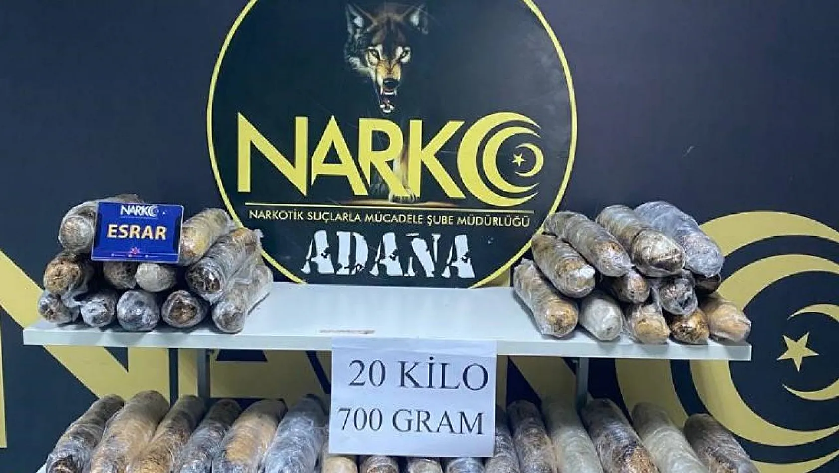 Adana'da 20 kilo 700 gram esrar ele geçirildi, 1 kişi tutuklandı