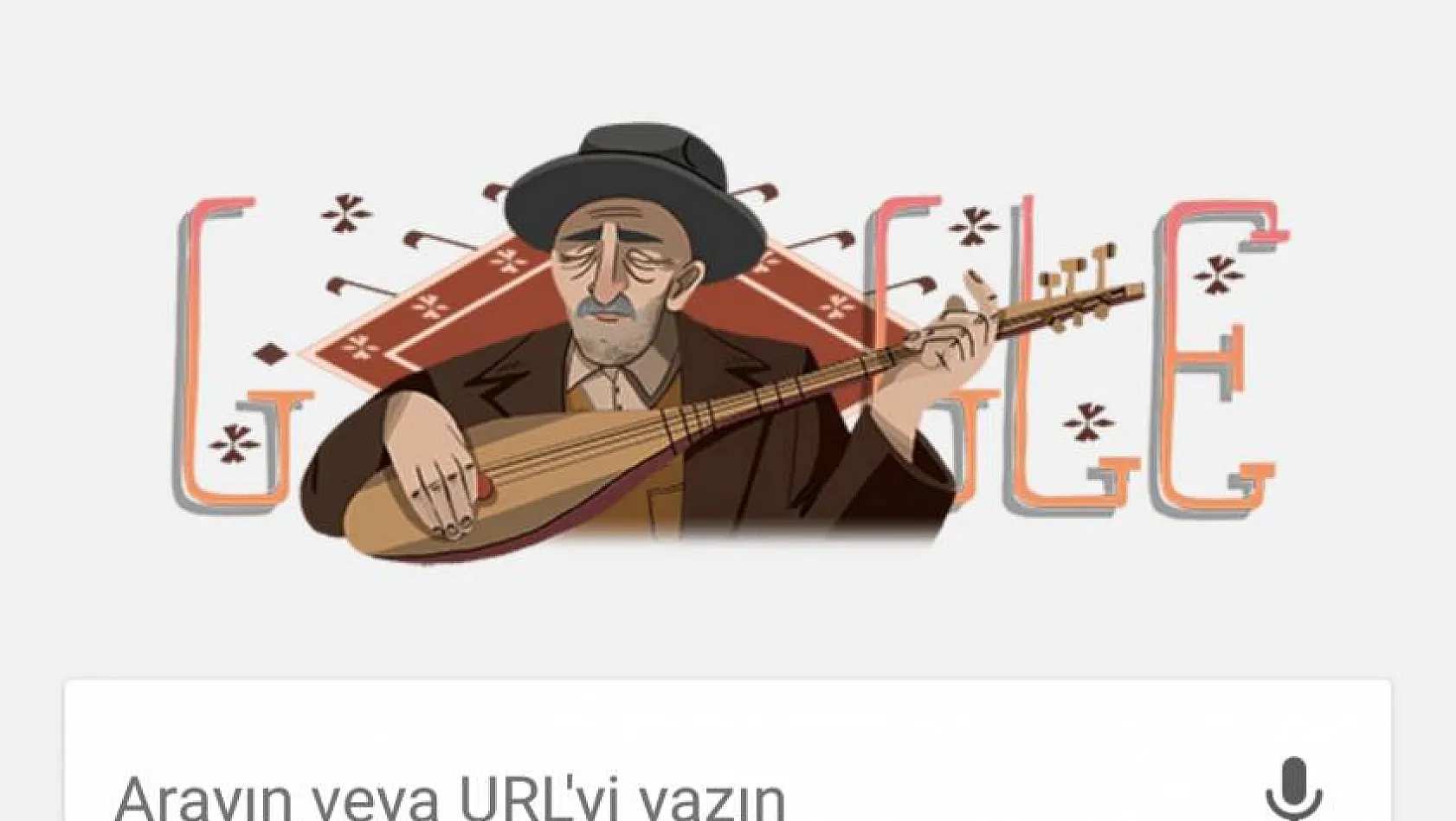 Google Aşık Veysel'e özel doodle yaptı