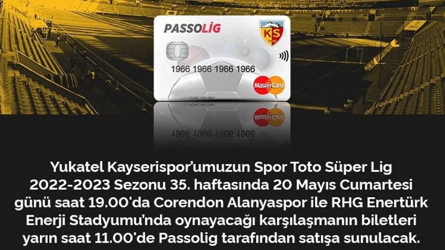 Yukatel Kayserispor - Alanyaspor maç biletleri satışa çıktı